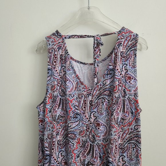 Talbots maxi dress red navy paisley sz Large - Picture 5 of 7